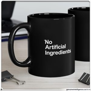 *No Artificial Ingredients - genuine Intelligence - Black Mug (11oz)